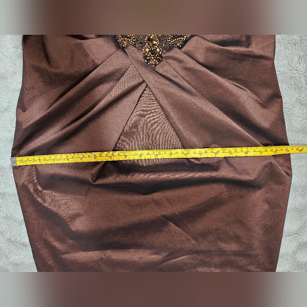 David Meister Brown Copper Bronze Cocktail Dress Beaded 6 - Picture 16 of 16